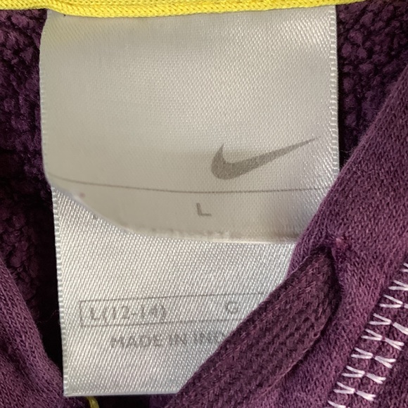 Nike purple, long sleeve, hooded sweatshirt.  Zip up. Front pockets.  Size large - Picture 2 of 9